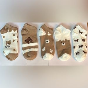 5 Pairs of Low Cut Bear Socks Fits shoe size 5 to 9 NEW